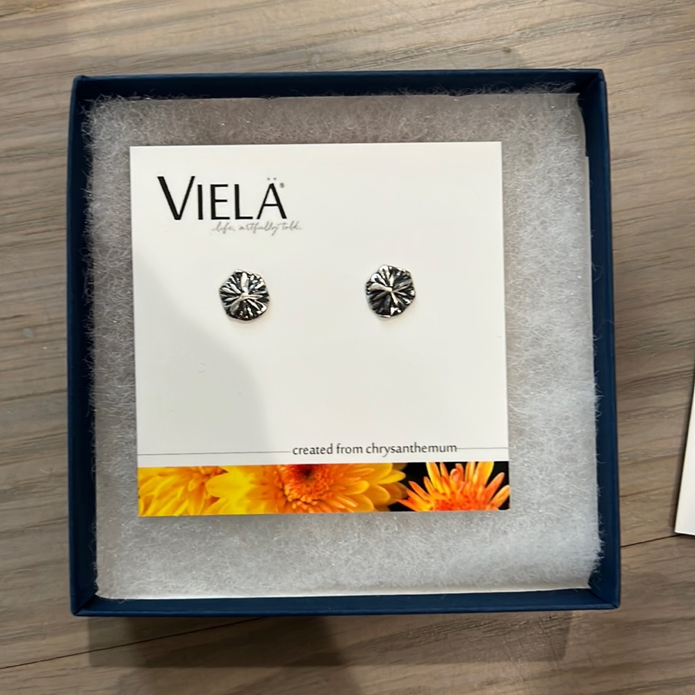 Brand New: Sterling Silver Chrysanthemum Earrings